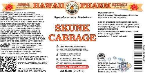 Miniatura 6 de HawaiiPharm Extracto líquido de repollo Skunk, tintura de polvo de raíz de col Skunk (Symplocarpus Foetidus), suplemento herbario, fabricado en EE.