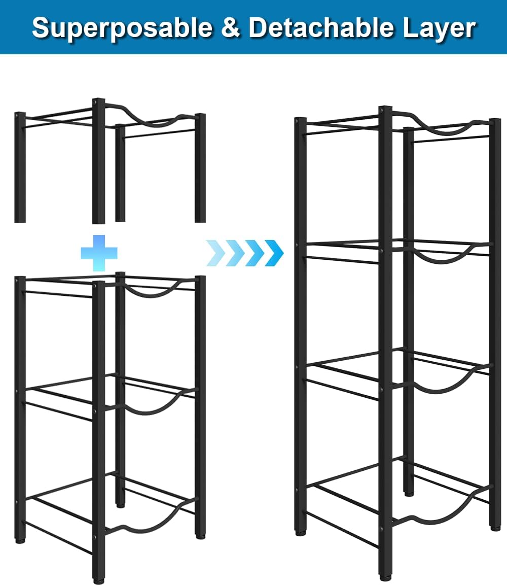 mocomax 5 Gallon Water Jug Rack, 4 Tier Detachable Water Bottle Holder Storage Organizer Shelf, Heavy Duty Water Jug Dispenser Stand for Kitchen, Office, Home, Black - Image 6