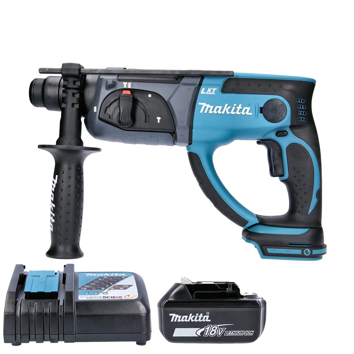 Makita Dhr202z Lxt 18V Cordless Sds + Rotary Hammer With 3.0Ah Bl1830 Battery & Dc18rc Charger