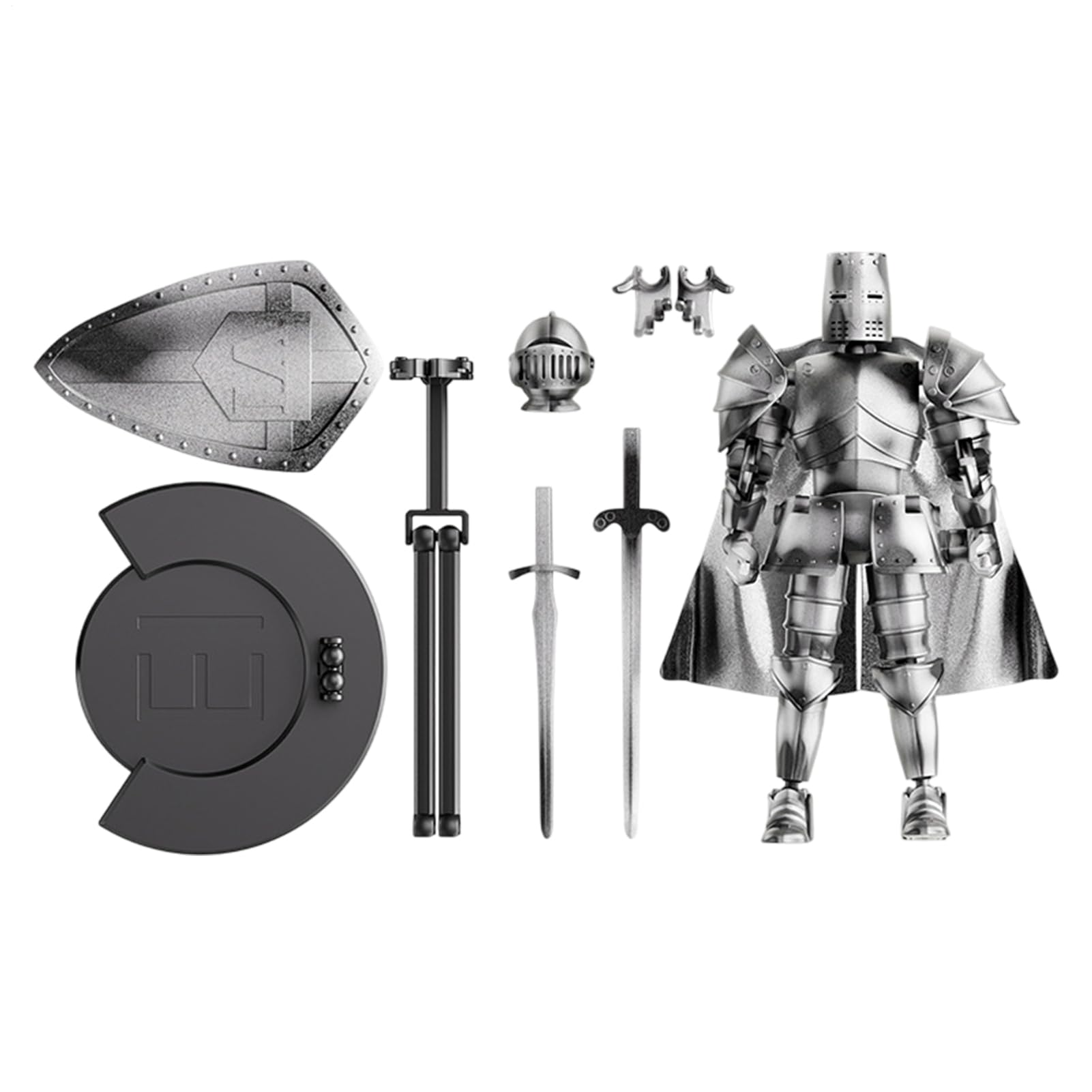 Medieval Knight Robot Model - Multi-Jointed Action Figure | Collectible Figurine with Flexible Joints for Desktop, Coffee Table, Home, Office, Poseable Model Children and Adult Display