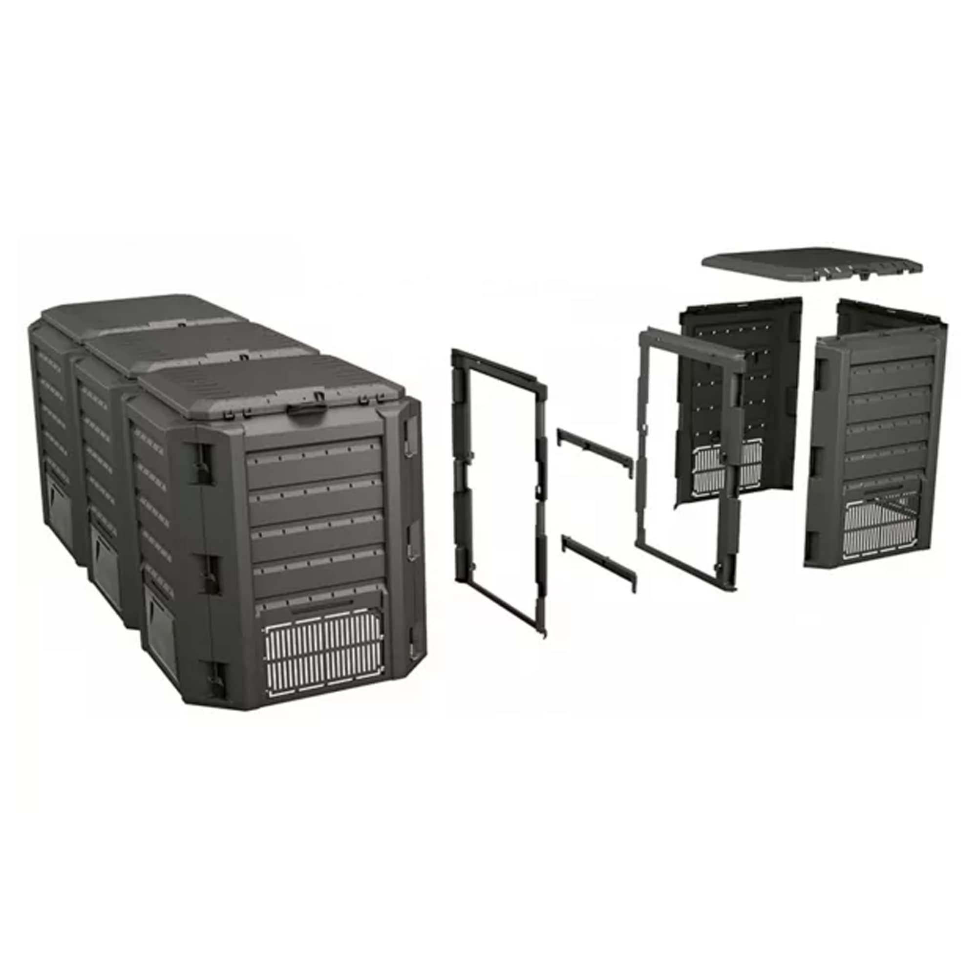 Prosper Plast IKLM1200C-S411 198 x 71,9 x 82,6 cm Módulo "Compogreen" Composter - Negro (3 módulos = 67 piezas)