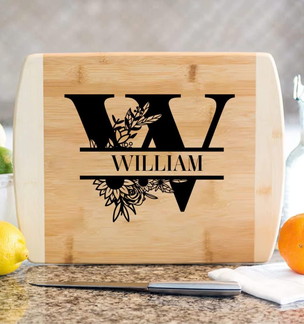Personalized Cutting Board Bamboo Wood Laser Engraved 8.5 x 11, Cutting Board Name Engraved, Customized Cutting Board Monogram Gifts