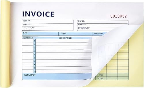 Miniatura 1 de 6 libros de facturas sin carbono, 300 hojas de papel, 2 partes duplicadas de 5-916 x 8-716 pulgadas, cuaderno de facturas para suministros de