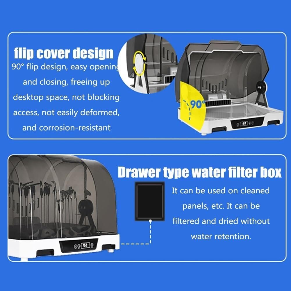 Paint Booth Electric Airbrush Drybooth, Temperature 20~50°C, Timing 0.5h~12h, with Water Filter Box and Dust Cover, for Spraying Models, Arts, Crafts