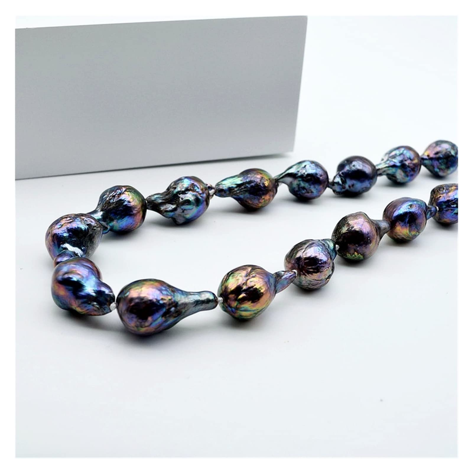 Collar de perlas barrocas de agua dulce AAAA, diámetro 14-15 mm, azul oscuro/verde malaquita/negro, collar corto, collar de perlas for mujer cumplir