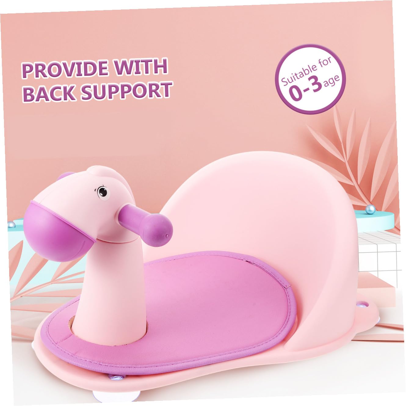 ORFOFE Babysitz Badewanne Monate Rutschfester Junge Mädchen Duschstuhl mit Rückenlehne und Tierdesign Pferd für Sicheres Baden und Entspannte Eltern junge Mädchen