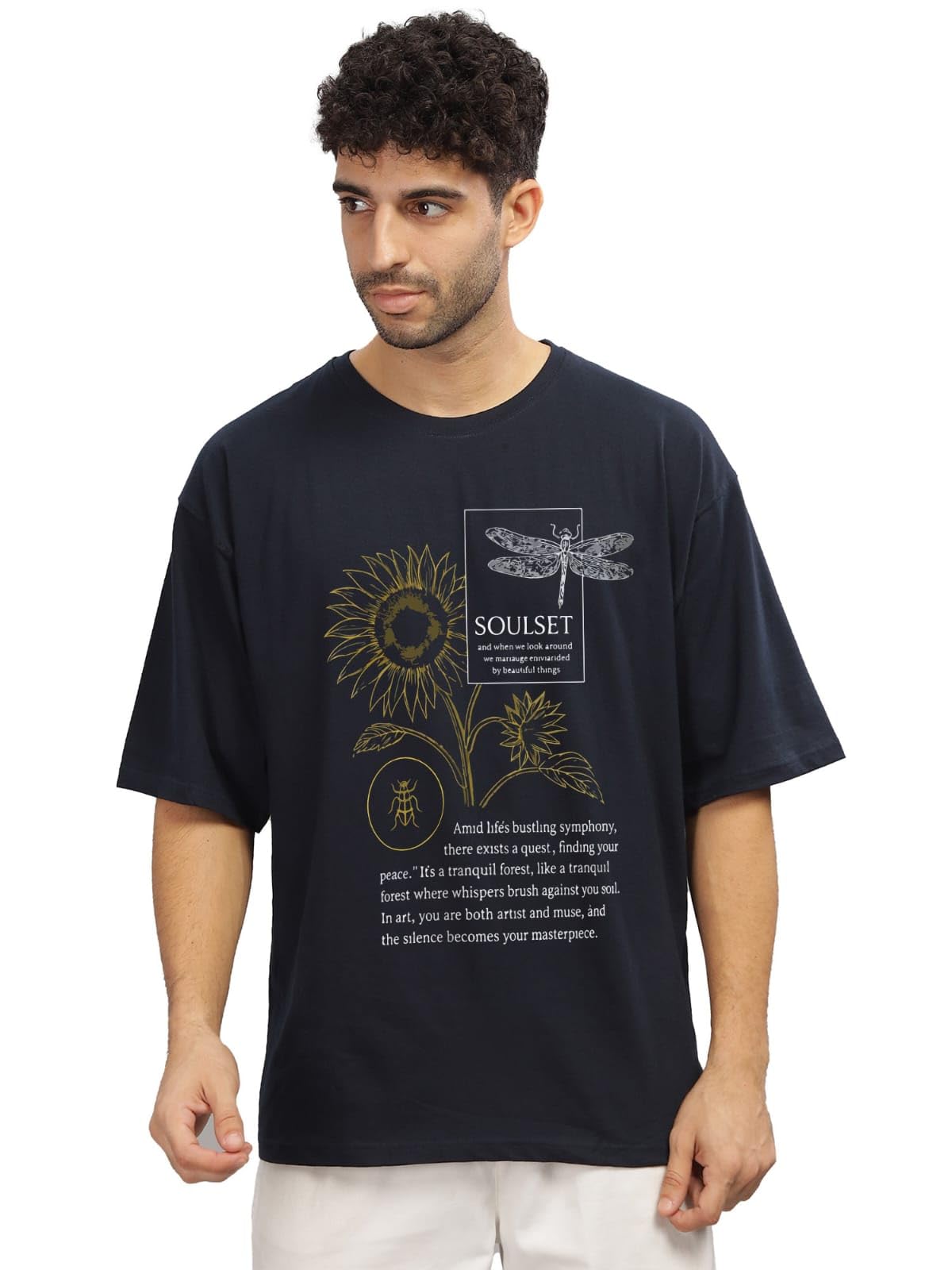 Men's Oversized Graphic Printed Round Neck Half Sleeve T-Shirt