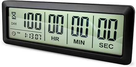 999-Days Countdown Clock –Large Digital Countdown Timer with Days, Hours, Minutes, Seconds – Countdown Timer for Events, Projects, Retirement, Office & Home (Black)(Battery Not Included)
