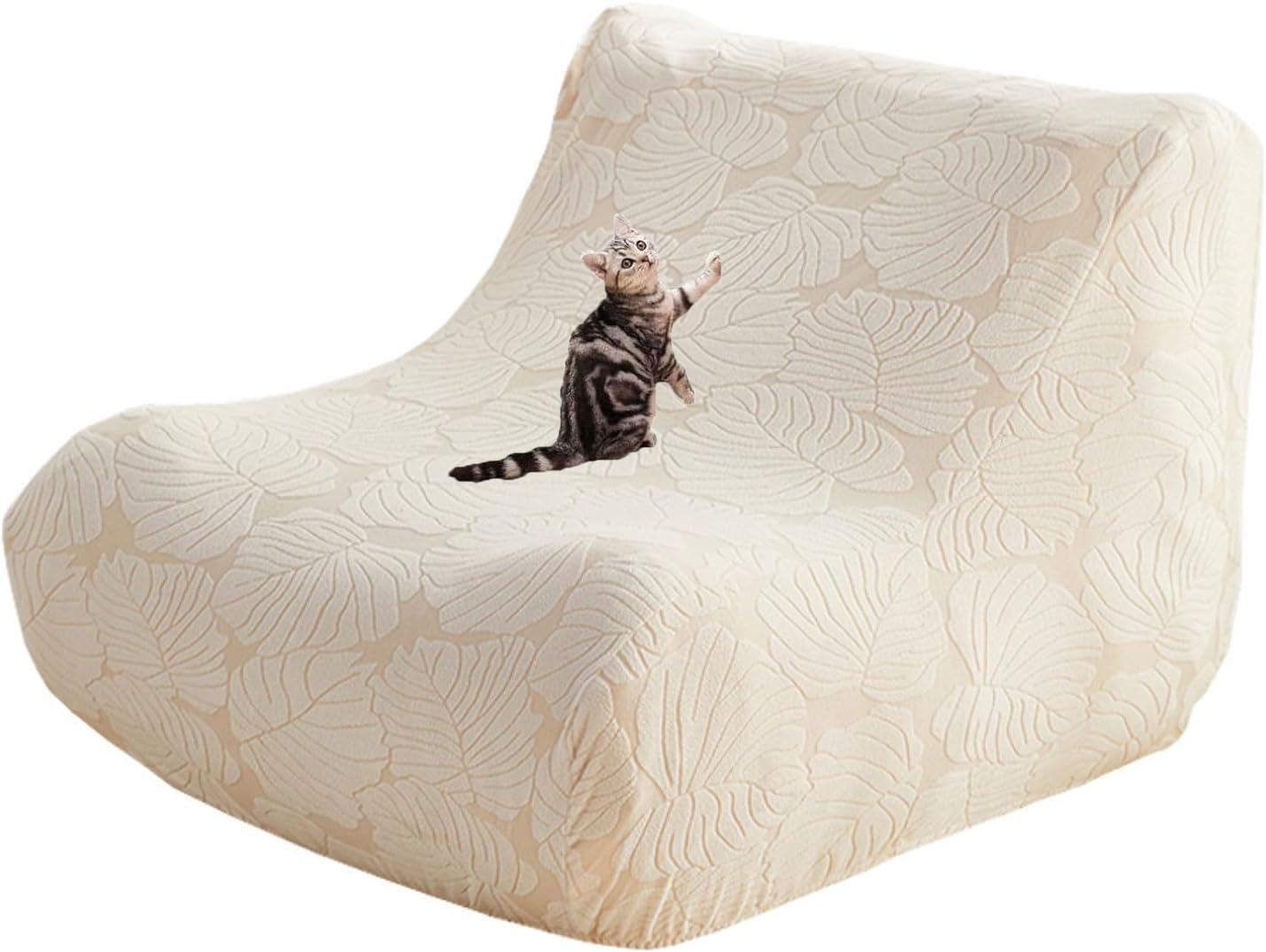 Housse extensible pour canapé de sol beige : protection de meubles 1 place