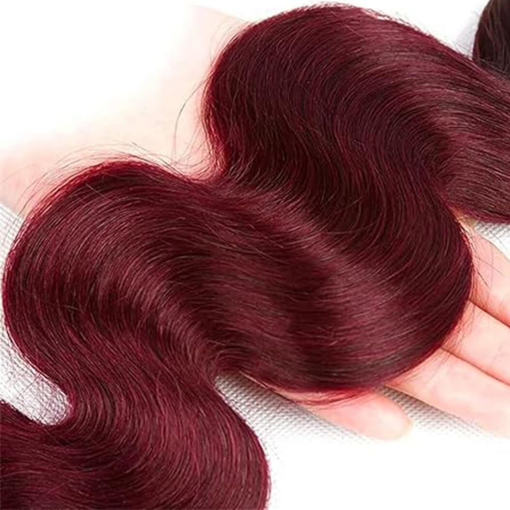 Burgundy Body Wave Human Hair Bundles 20 Inch #99J Wine Red Body Wave Single Bundle Human Hair Unprocessed Native Virgin Hair 100g Total 1 Hair Extensions Double Weft for Women