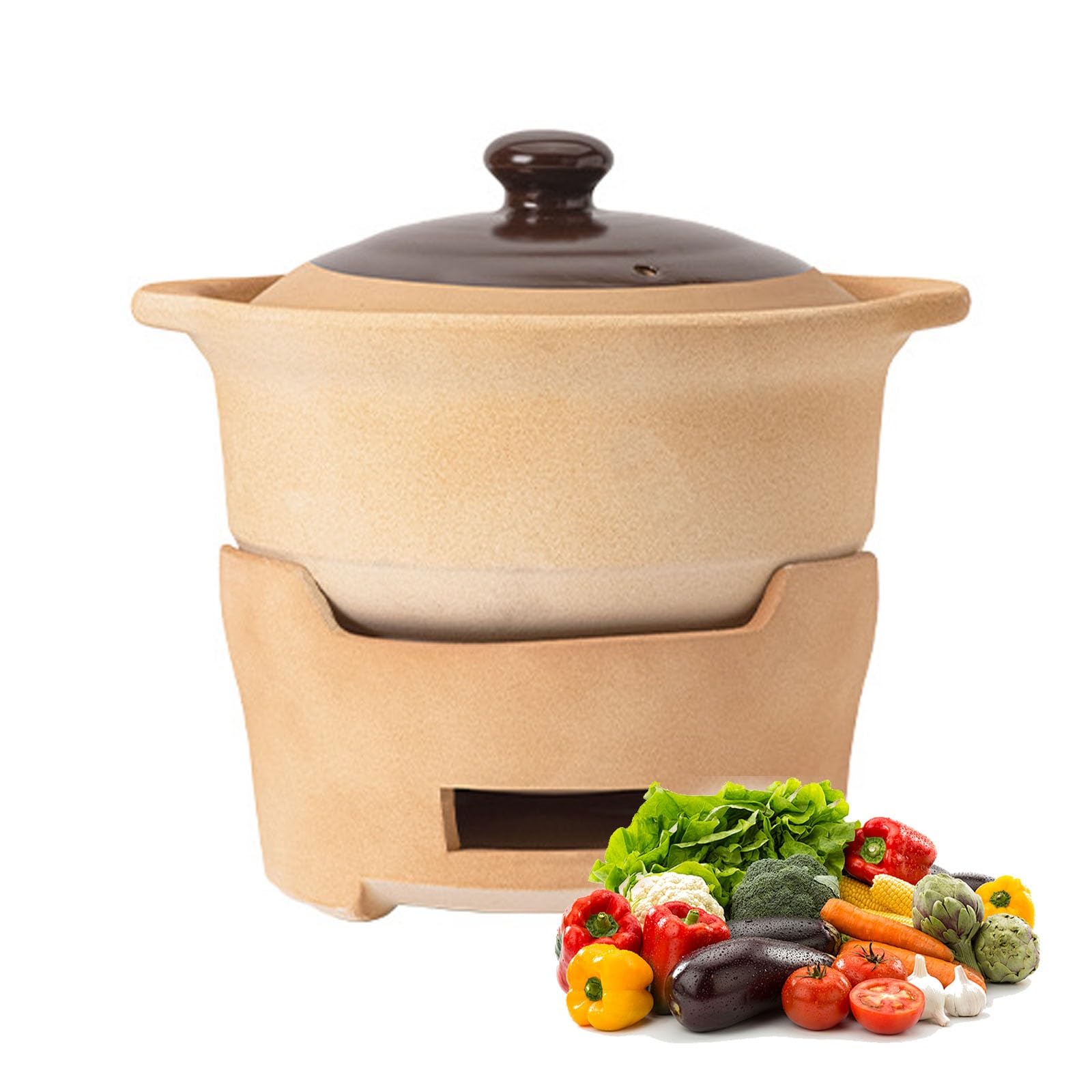 Cacerola de cerámica con tapa tipo olla de arcilla japonesa retro para sopa doméstica 3.8 L