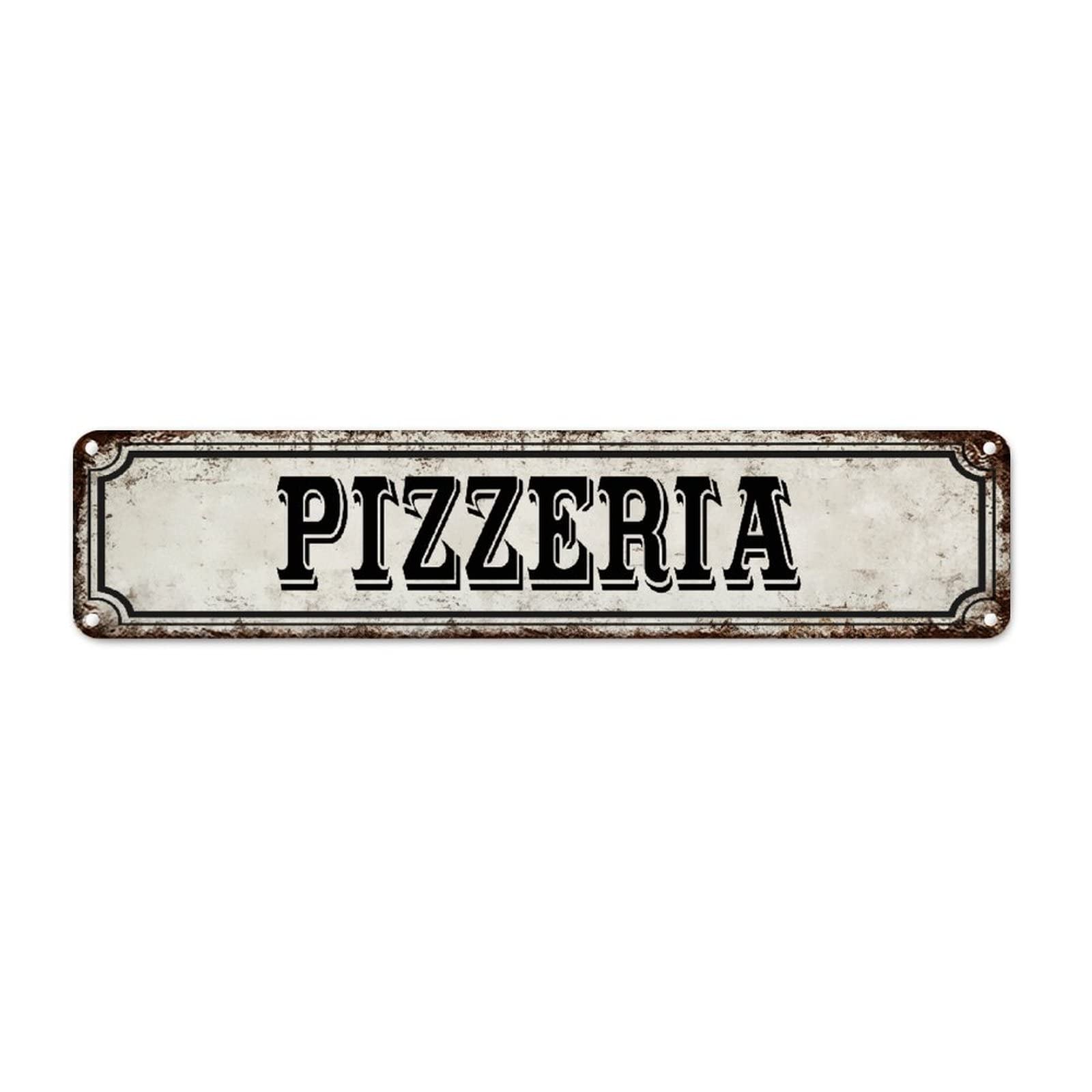 Godblessign Men's Silver Or Grey Pizzeria Retro Metal Plaque Tin Sign Kitchen Pizza Shop Restaurant Aluminum Metal Signs Wall Art Cave Bar Decor Metal Tin Sign Home Quality Road Street Signs Decor For Yard Garage Bar Coffee