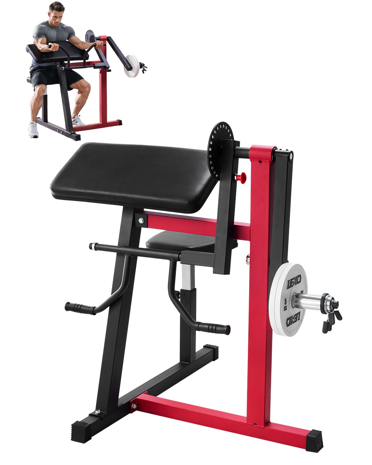 VEVOR Máquina de Curl de Predicador, Máquina de Curl de Bíceps 2 en 1 y de Extensión de Tríceps, Estación de Bíceps Aislada con Brazo Sentado, para Entrenamiento de Fuerza, para Gimnasio en Casa