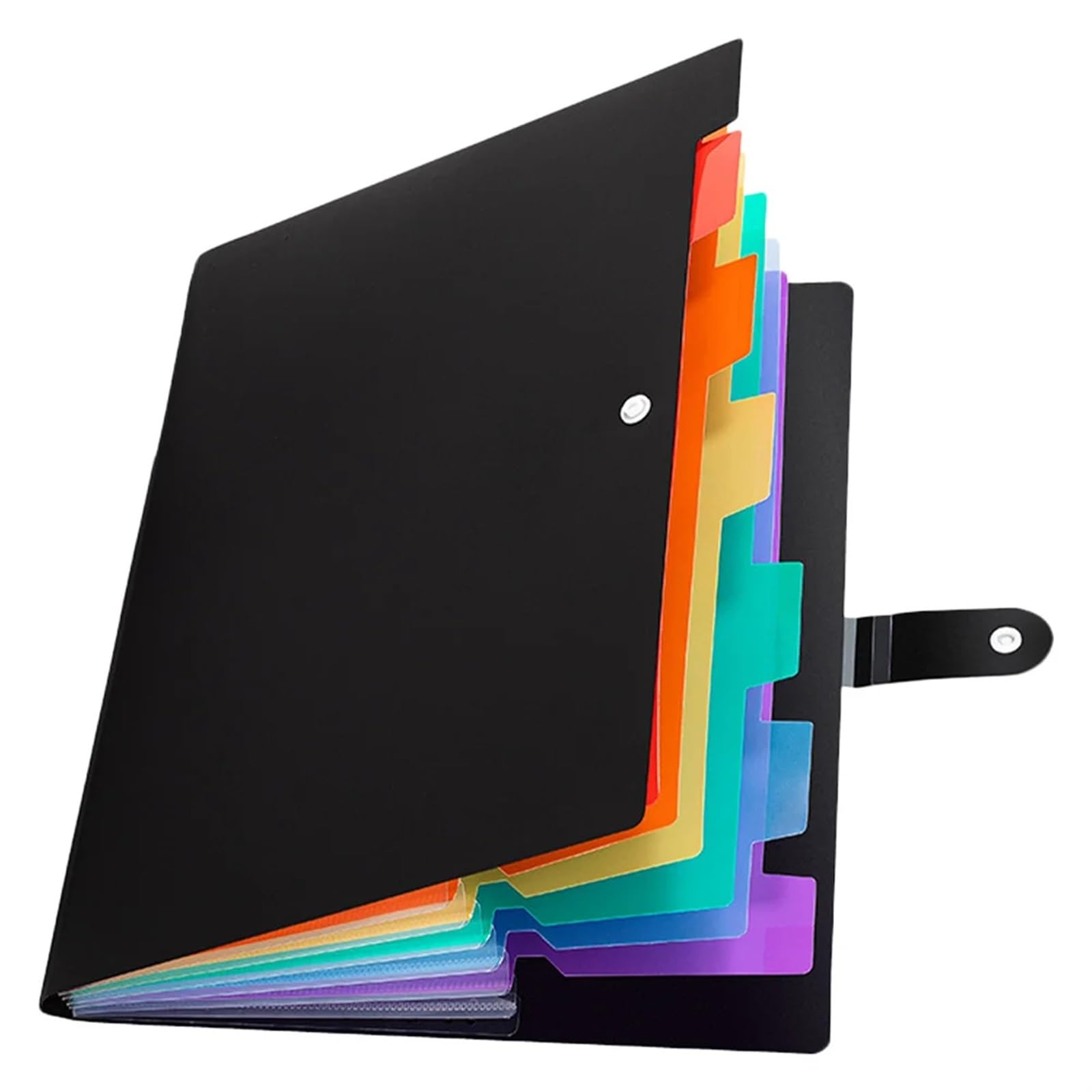 Organizador de archivos en acordeón de plástico, Organizador de archivos acordeón plástico, carpeta expandible A4, color negro
