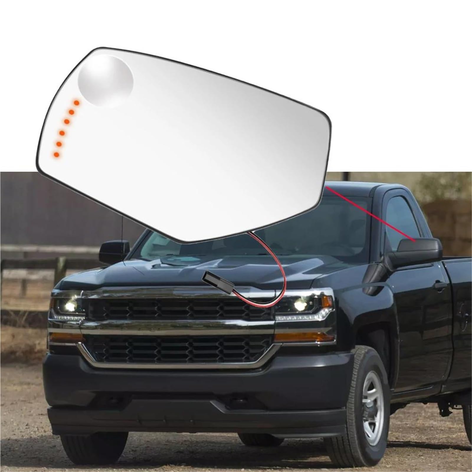 Verre Recul Miroir Lentille De Rétroviseur Latéral Chauffante Et Plaque De Support De Clignotant Pour GMC Pour Sierra 1500 2500HD 3500HD 2015 2016 2017 Retroviseur(Left Driver Side)