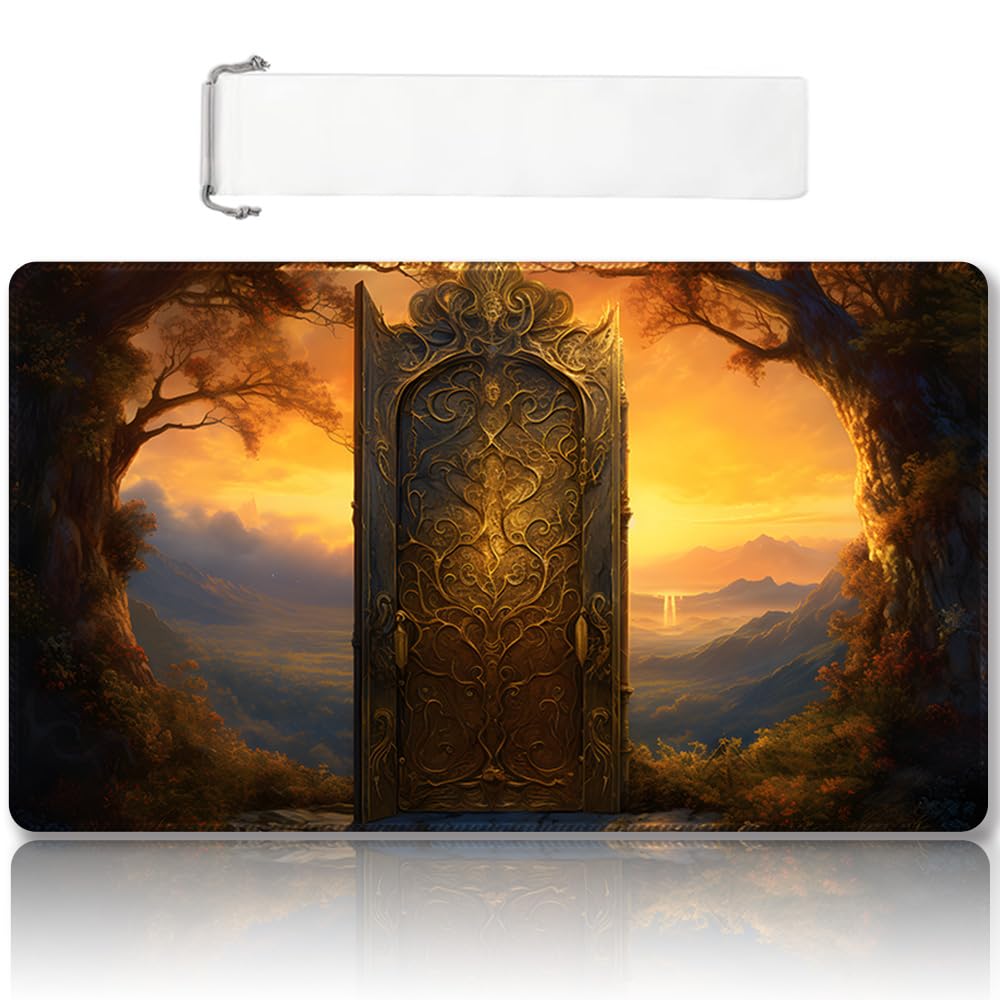 Premium Stitched MTG Playmat with Zones and Non-Slip Rubber Backing - TCG Play Mat for MTG and Other Card Games - Colorful Design with Vintage Look and Feel (DKT (112),No Zones)