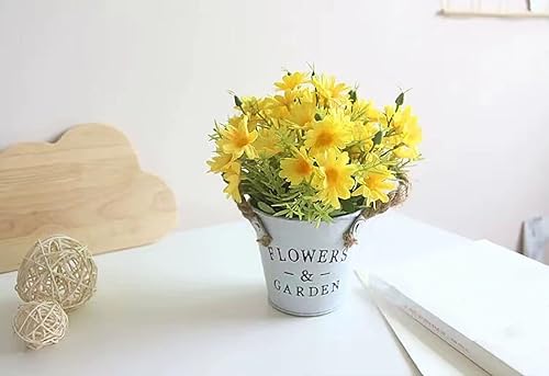 Miniatura 3 de Flores artificiales de margaritas en maceta, planta bonsái, flores de seda con maceta, arreglos florales falsos para el hogar, oficina, restaurante,