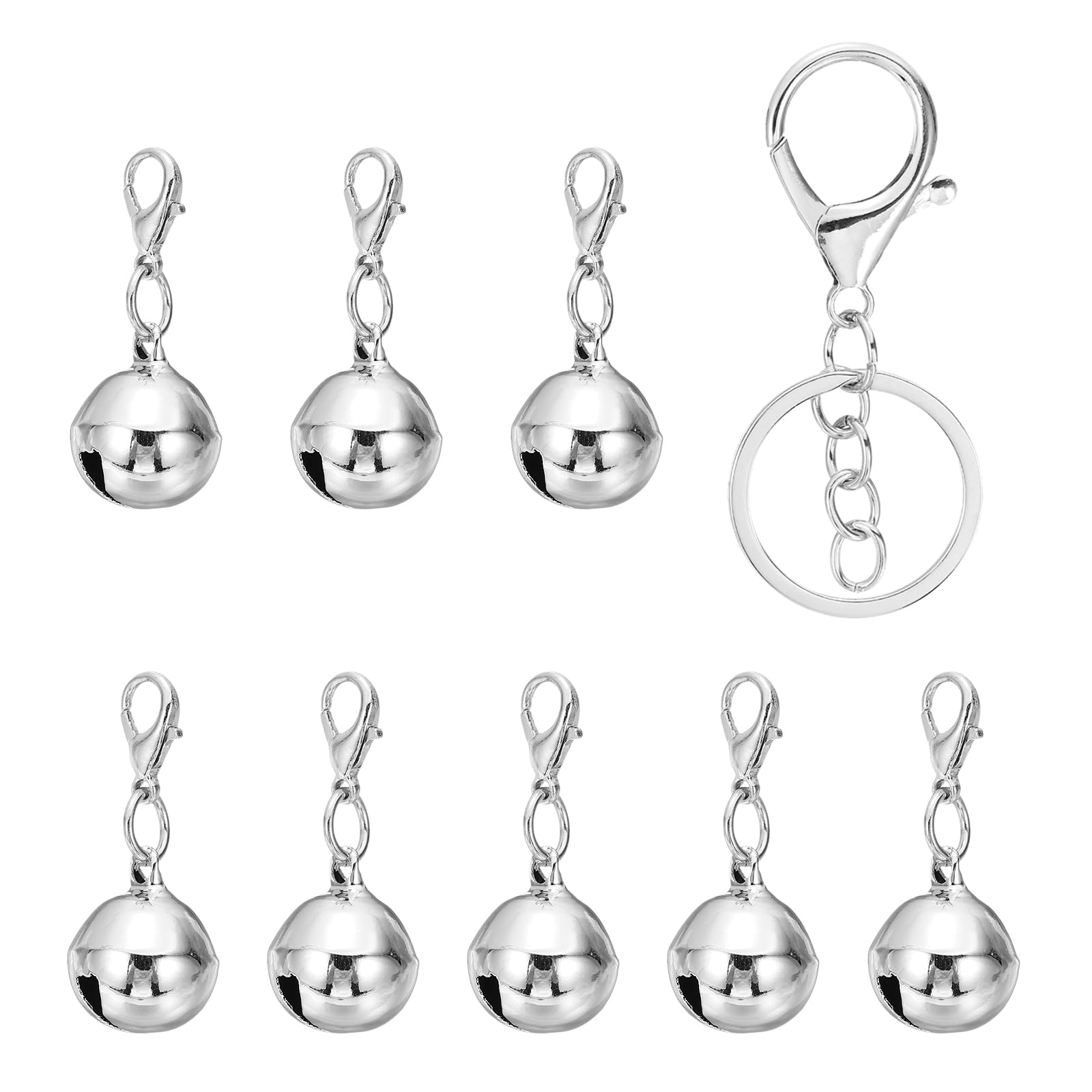 PATIKIL 8 PCS Dog Bell, Mini Cat Bell Small Pet Keychain Bells Cute Bulk Metal Loud Jingle for Dog Collar Charm Pendant Necklace DIY Crafts Christmas Tree Decorations, Silver