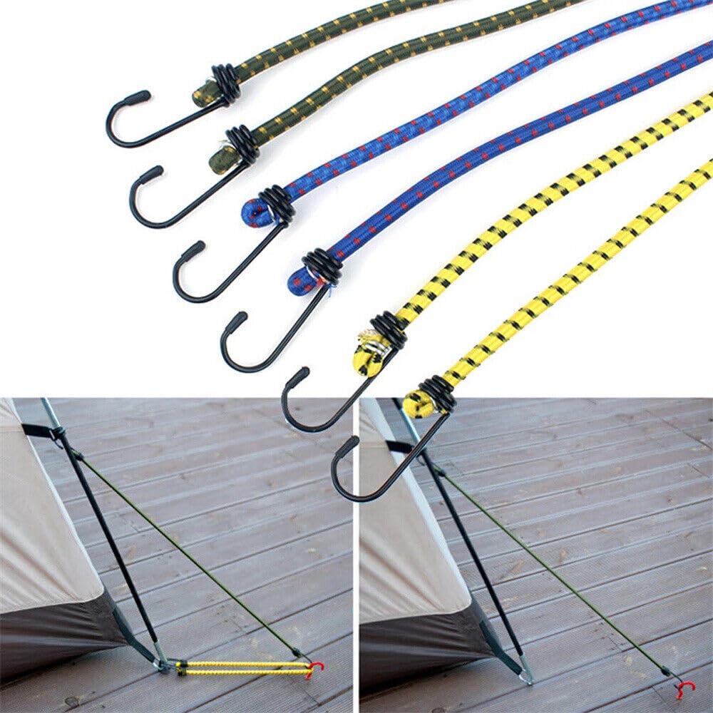 B2c Black Elasticated Bungee Cords Military Army Basha Straps Hook Luggage 5 Lengths 40Cm - 120Cm (80Cm - 32", 1)