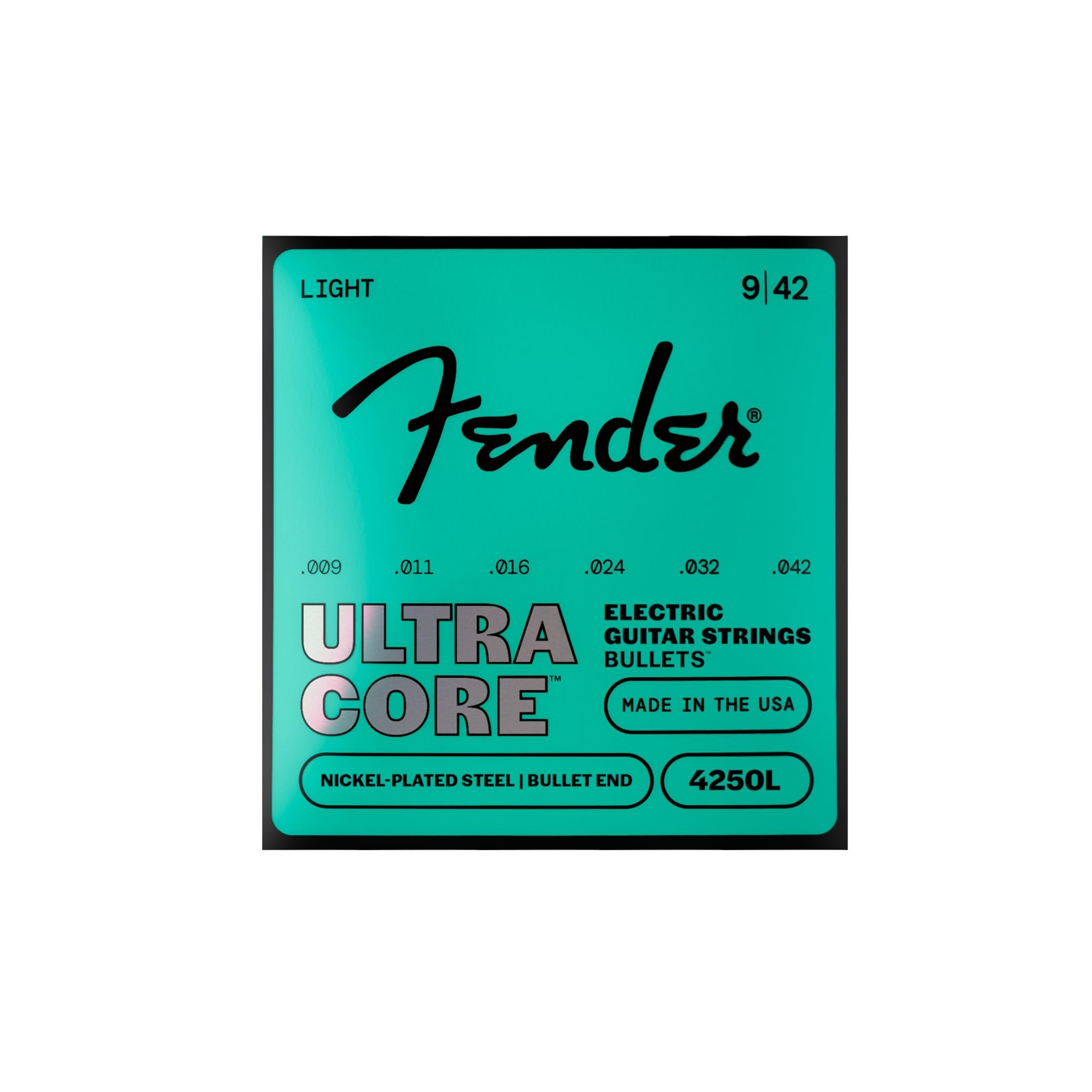 4250 Ultracore Guitar Strings, Nickel Plated Steel, Bullet End, 4250L Gauges .009-.042, (6)