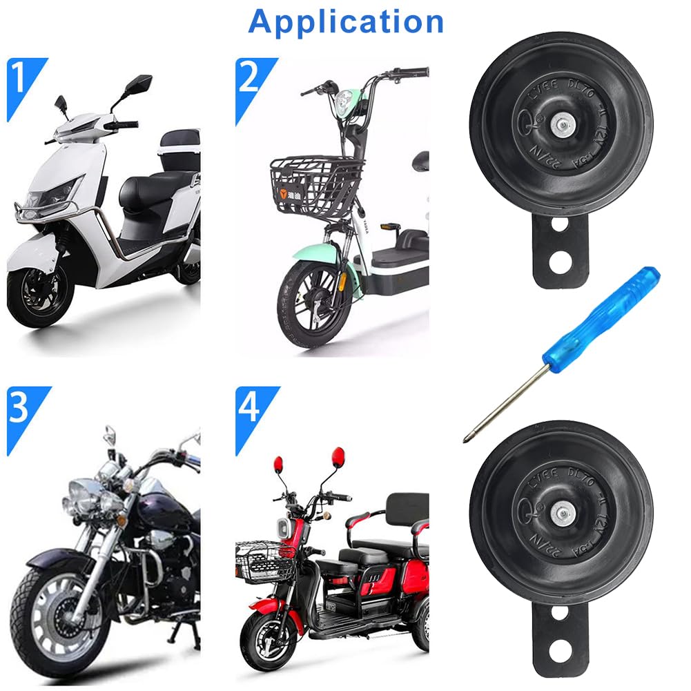Clacson Moto Clacson Moto Forte Potente Corno Moto Trombe Auto Clacson per Moto Mini Clacson Auto Potente 12V 2 Pezzi Clacson Impermeabile Clacson Universale a Forma di Corno Con Cacciaviti Precisione