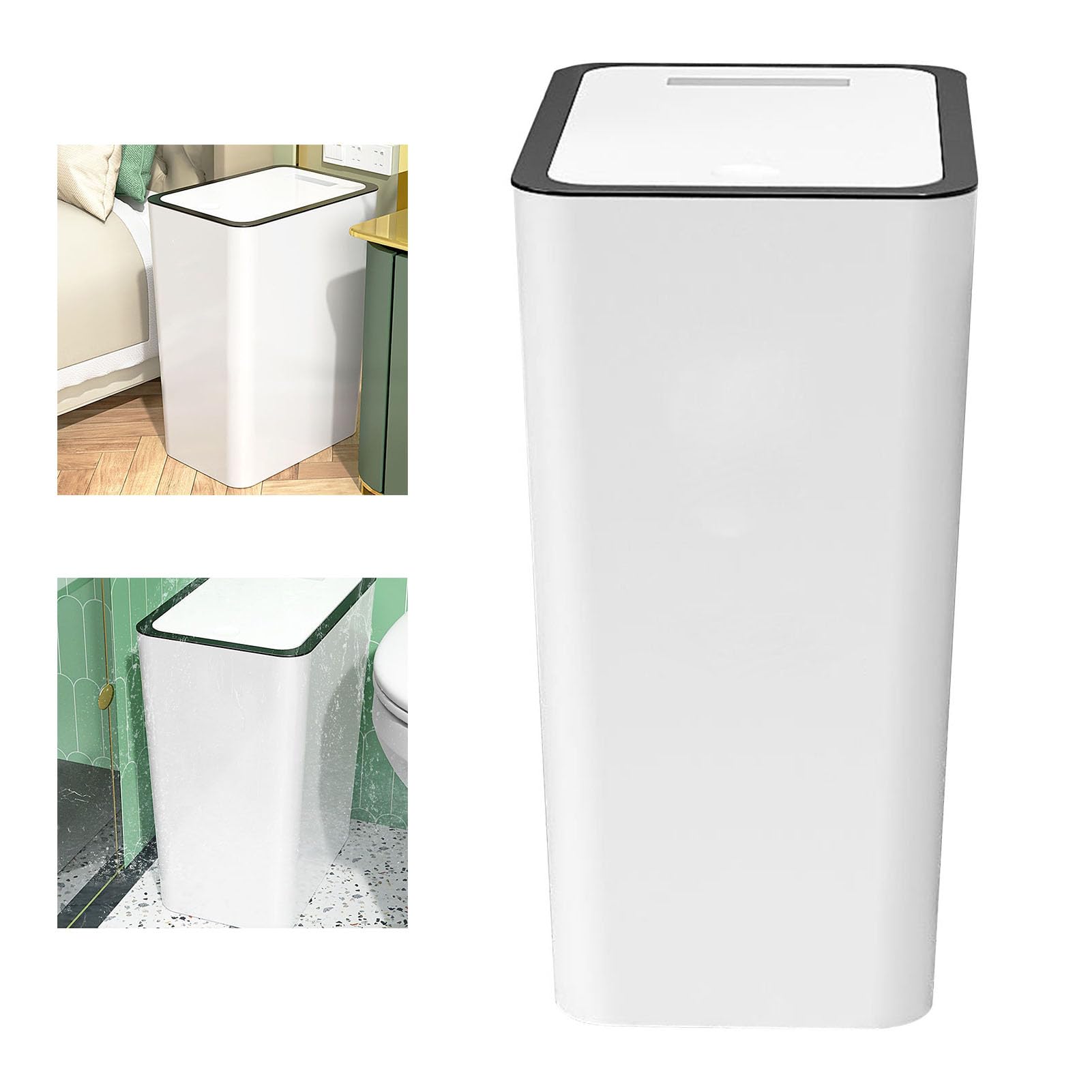 KIMISS Poubelle de Kitchen 15 Litri 15Lacity Pattumiera con Pulsante e Coperchio, e Pattumiera in Plastica per Bagno, Toilette,