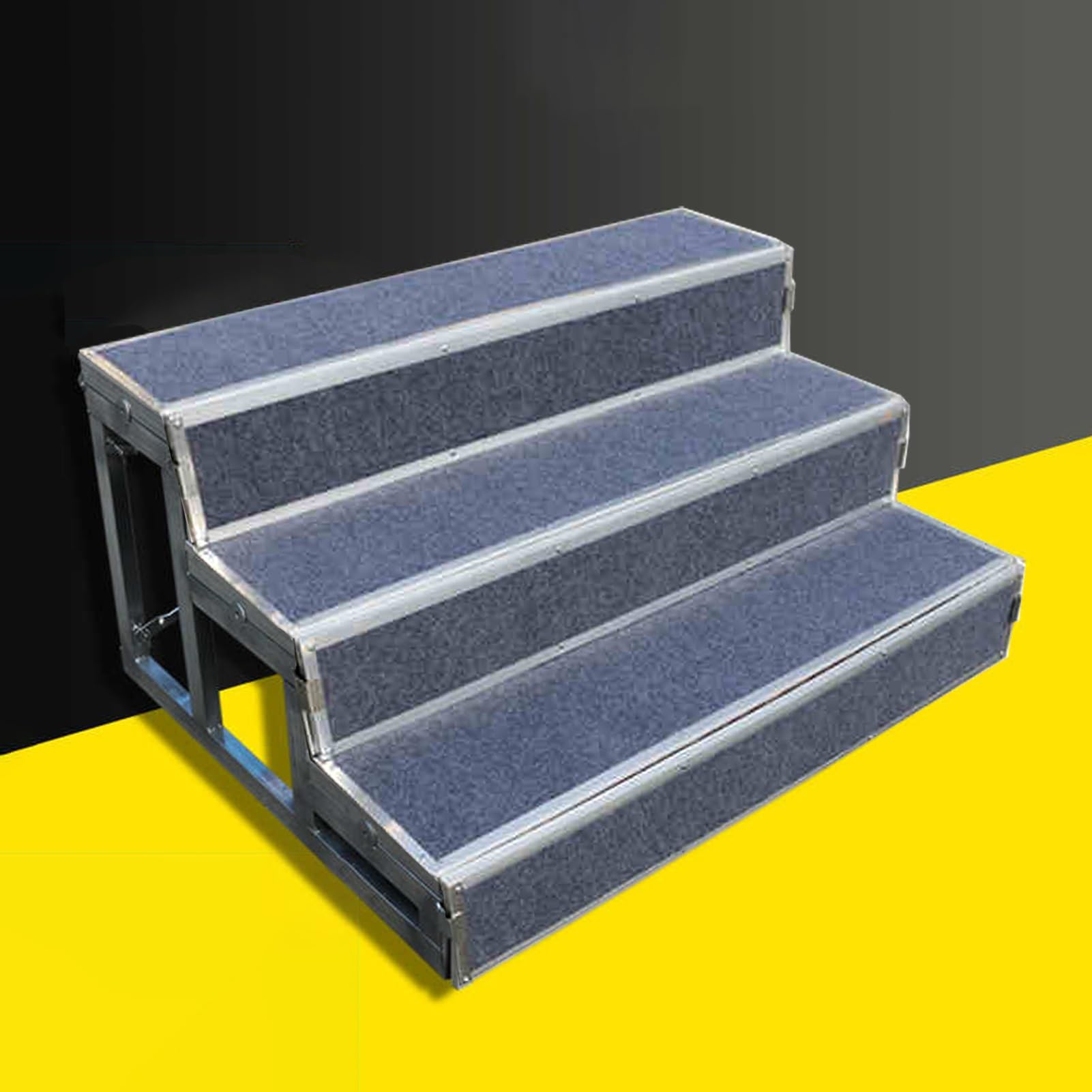 Vibeo Chorstufen Anpassbare Chorpodeste, Stufenpodeste Für Event-Auftritte, Stufenleiter Für Gruppenfotos Mit Teppichboden, 3-stufiges Chorpodest(Gray,Length-70 7/8"(180cm))