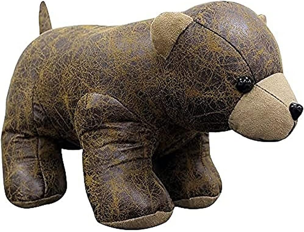 Riva Paoletti Bear Novelty Doorstop Faux Leather-Heavyweight Sand Filling-100 34 x 20 x 17cm (13" x 8" x 7" inches) -Designed in The UK, Polyester, Brown, 34 x 20 x 17 cm