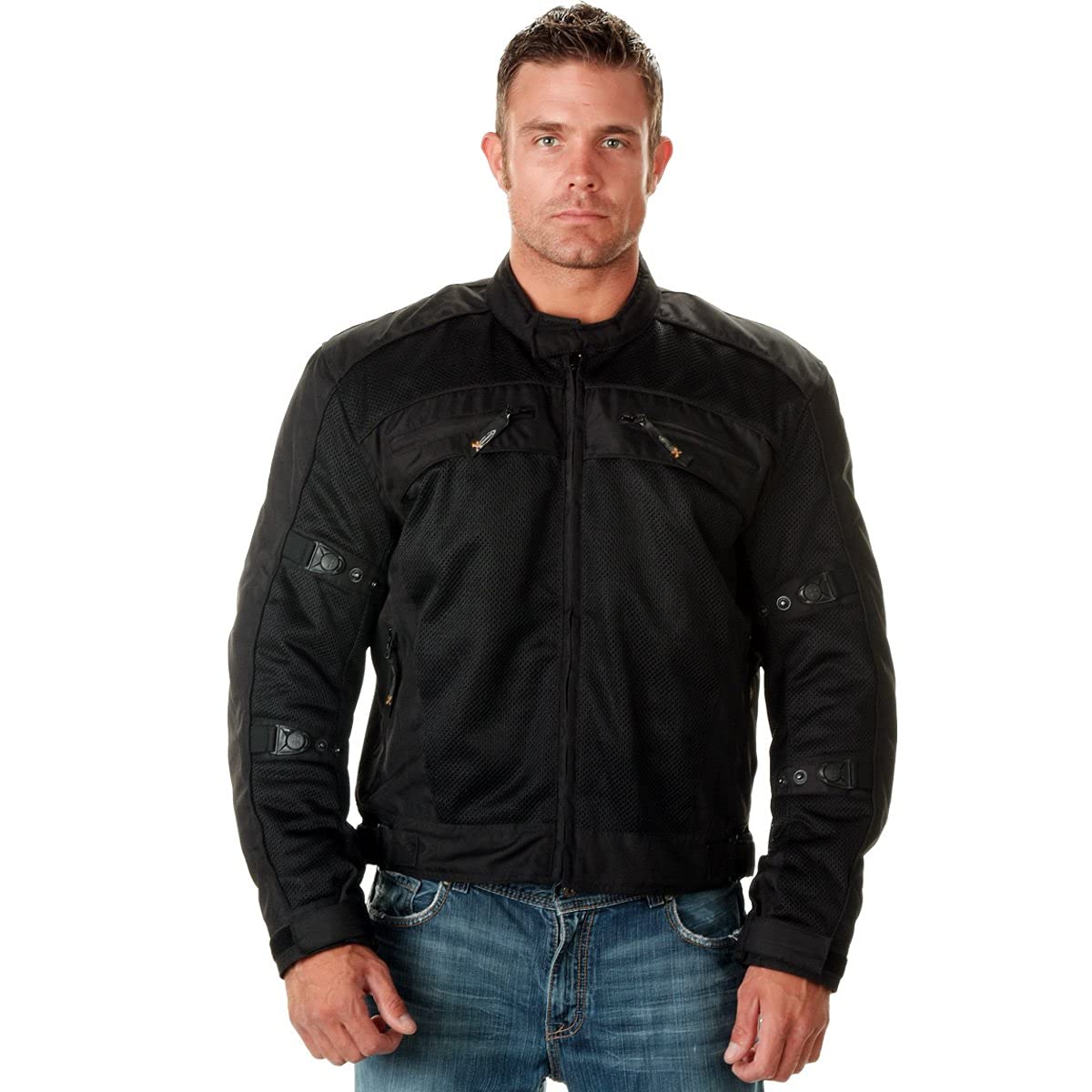 Xelement CF380 Black Tri-Tex Mesh Motorcycle Sport Jacket For Men with X Armor (XX-Large)