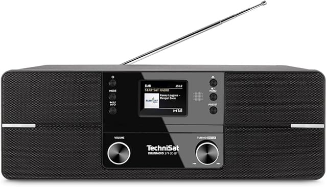 TechniSat DIGITRADIO 371 CD BT - cyfrowe radio stereofoniczne (DAB+, FM, odtwarzacz CD, Bluetooth, kolorowy wyświetlacz, USB, AUX, gniazdo słuchawkowe, budzik, 10 W, pilot zdalnego sterowania) czarny