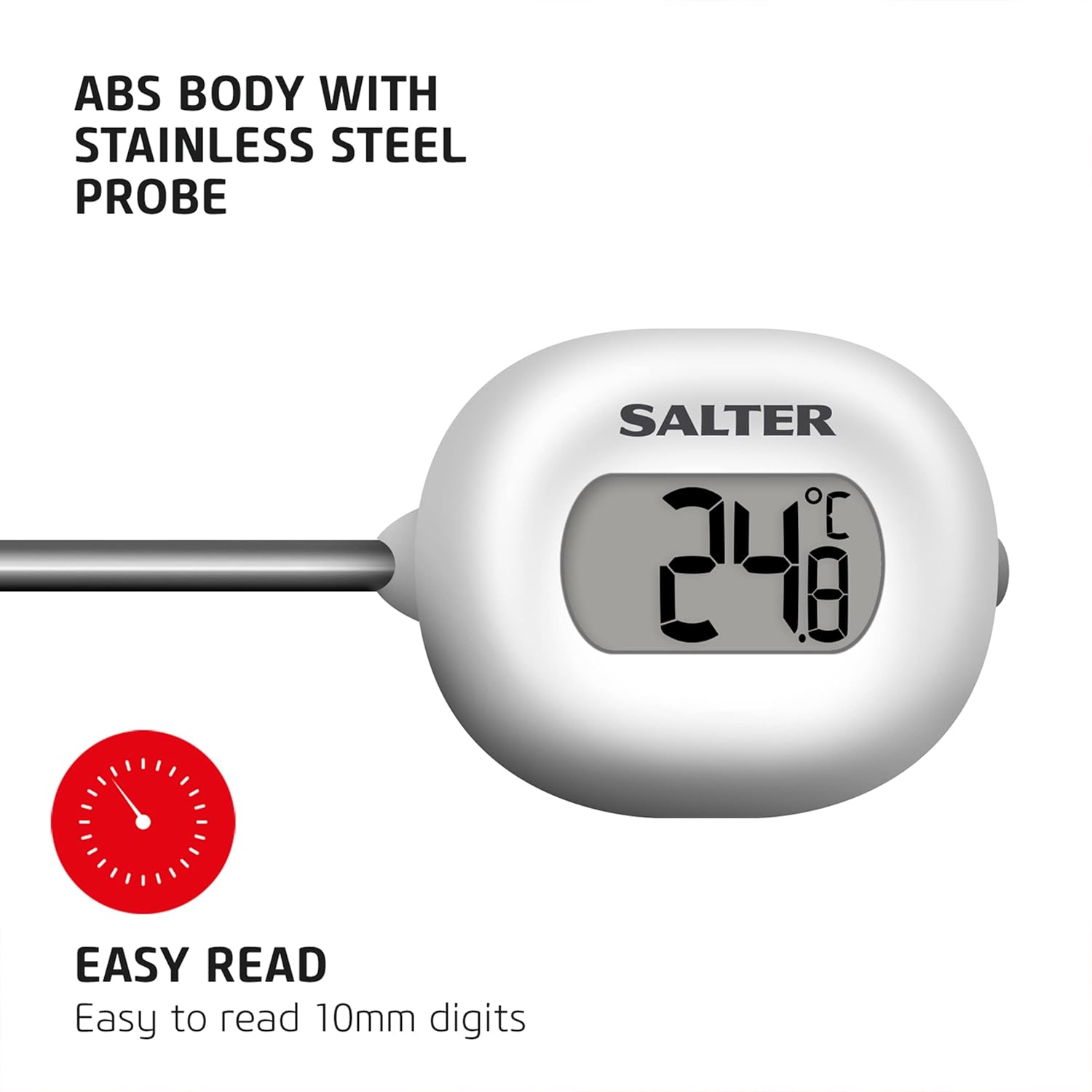 Salter 518 WHCREU16 Instant Read Meat Thermometer – Digital Food Thermometer for Air Fryers, Temperature Probe for Kitchen, BBQ, Jam & Deep Frying, 0.1°C Precision, -45°C to 200°C, Batteries Included 3 61V5RqKlgEL. SL1500