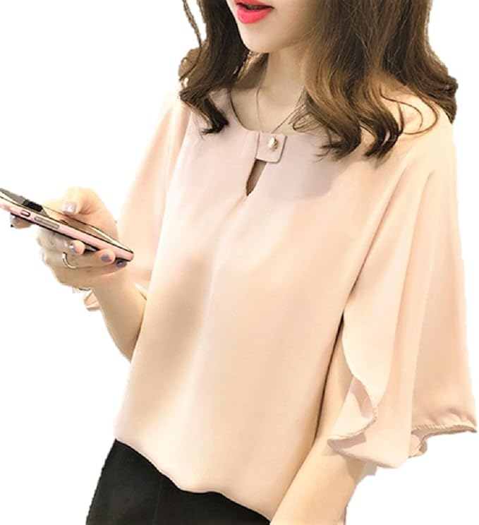 Amazon レアノリ Leonori レディース バルーン袖 ボリューム袖 ラウンドネック エレガント トップス 肩出しブラウス シャツ ブラウス 通販