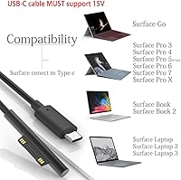 Vista 5 de MOCOST Microsoft Surface Connect a USB-C PD 15 V Cable de carga compatible con Microsoft Surface Pro Series, Surface Book Series, Surface Laptop