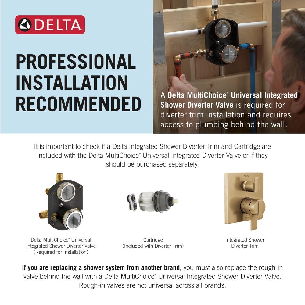 DELTA FAUCET Other MultiChoice - Desviador universal integrado para ducha, entradas/salidas universales, bronce champán