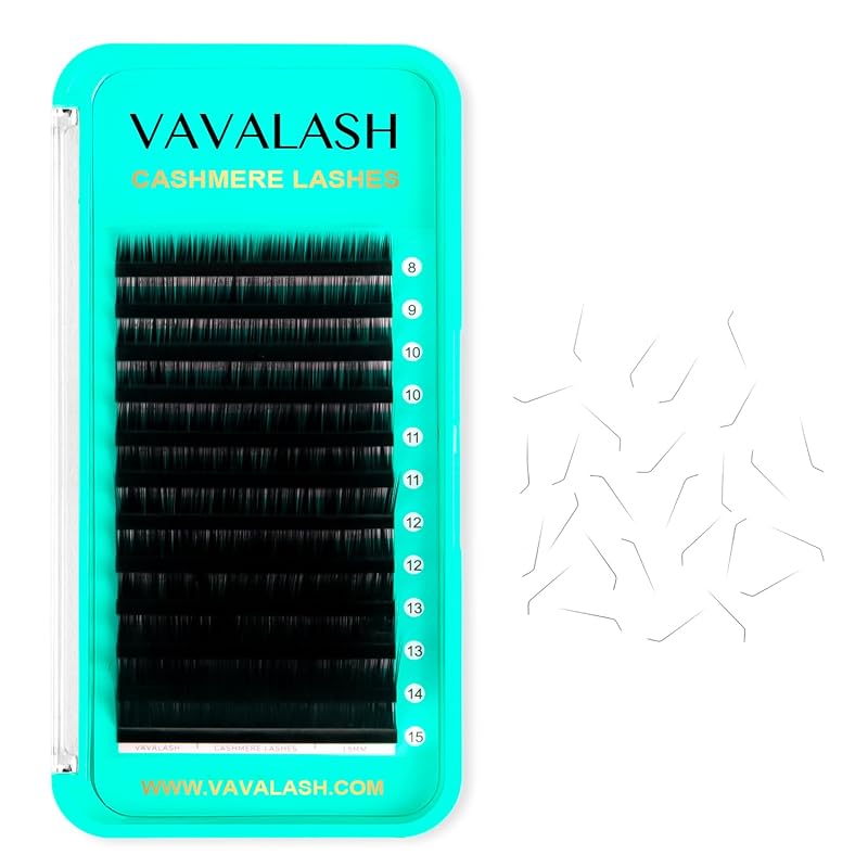 Extensões de cílios VAVALASH Cashmere, curvaturas B, L e J, espessura 0,15, comprimento de 8 a 15 mm, 12 fileiras