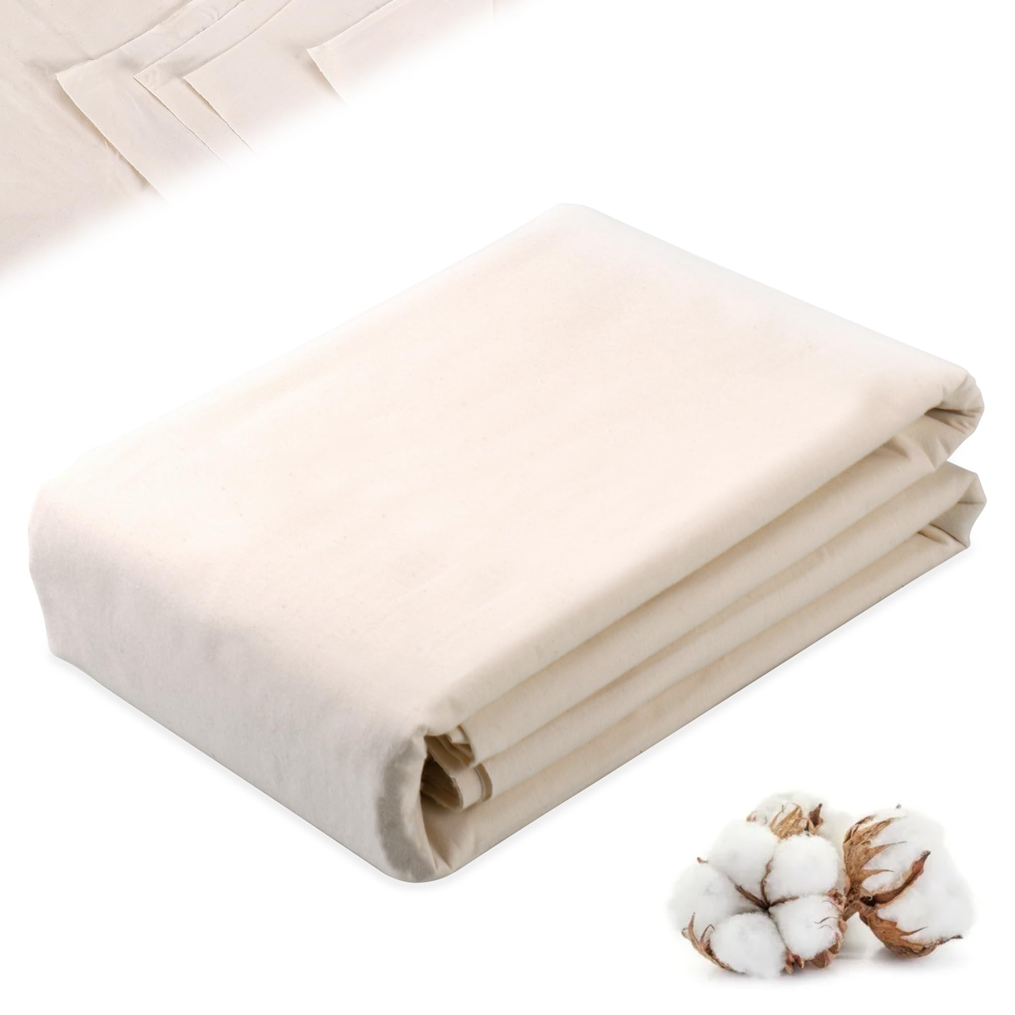 Natural Calico Fabric 2M x 160cm, 100% Cotton Unbleached Embroidery Fabric