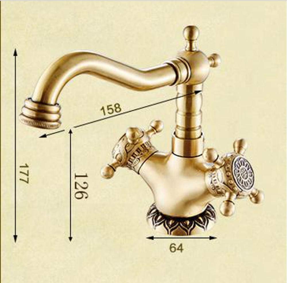 Rubinetto miscelatore in ottone anticato con due maniglie, stile vintage per bagno e cucina