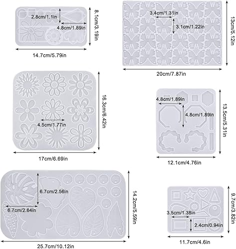 Miniatura 7 de FineGood 6 moldes de resina para joyas, moldes de resina para aretes de resina epoxi, moldes de silicona para manualidades para hacer joyas,