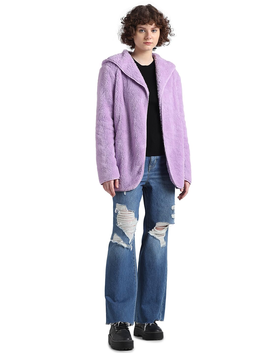 only Polyester Women's Standard Length Sherpa Coat-picture-50