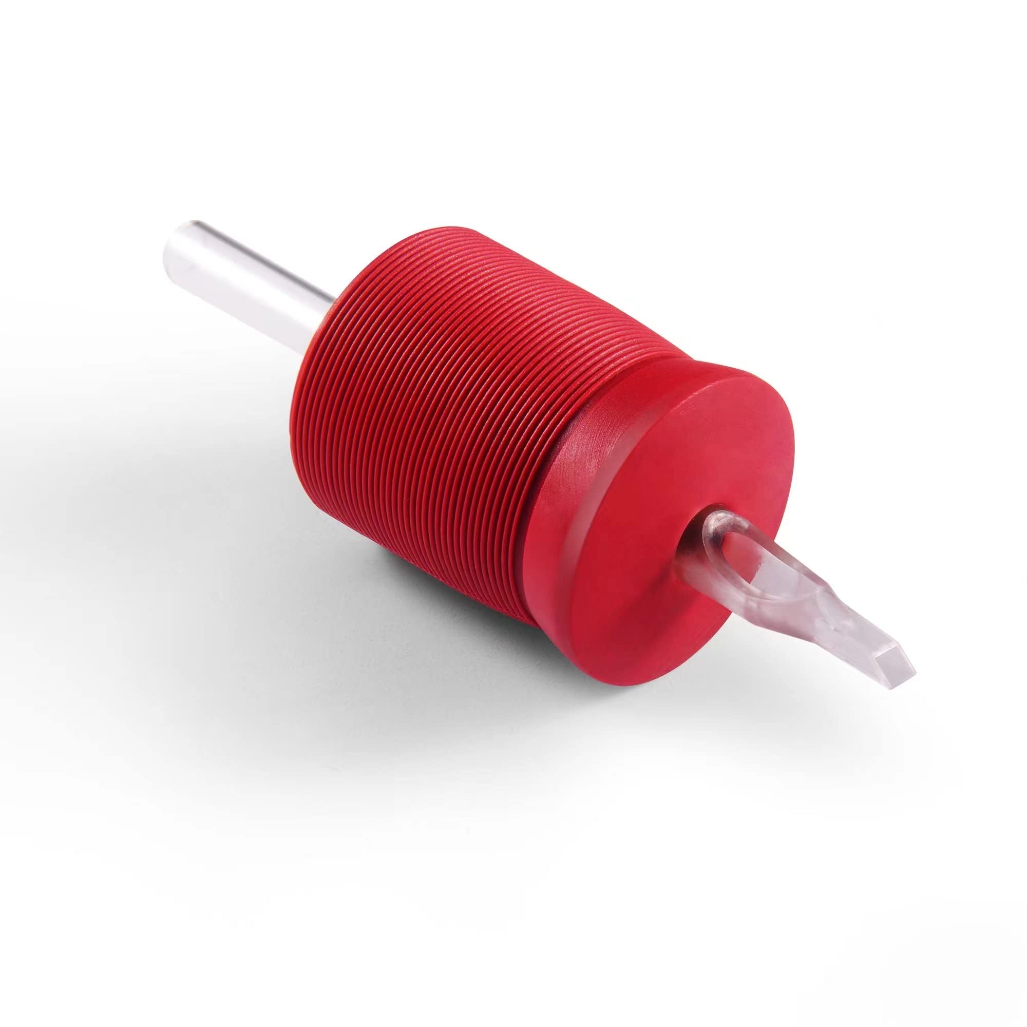 BEZTAT 1.25 Inch Ultra Premium Red Soft Silicone Grip w/Long Clear Disposable Tubes & Tips- 15 Pack, Closed Flat Tip (5FT)
