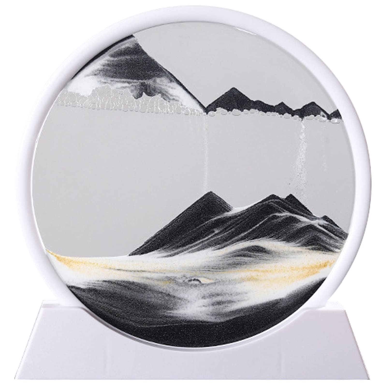 10 pouces en mouvement de sable art blanc cadre 3d Ornement de mouvement de liquide de sable de mer profonde, cadre de sable de sable en mouvement de bureau relaxant décor de bureau à la maison ( Colo