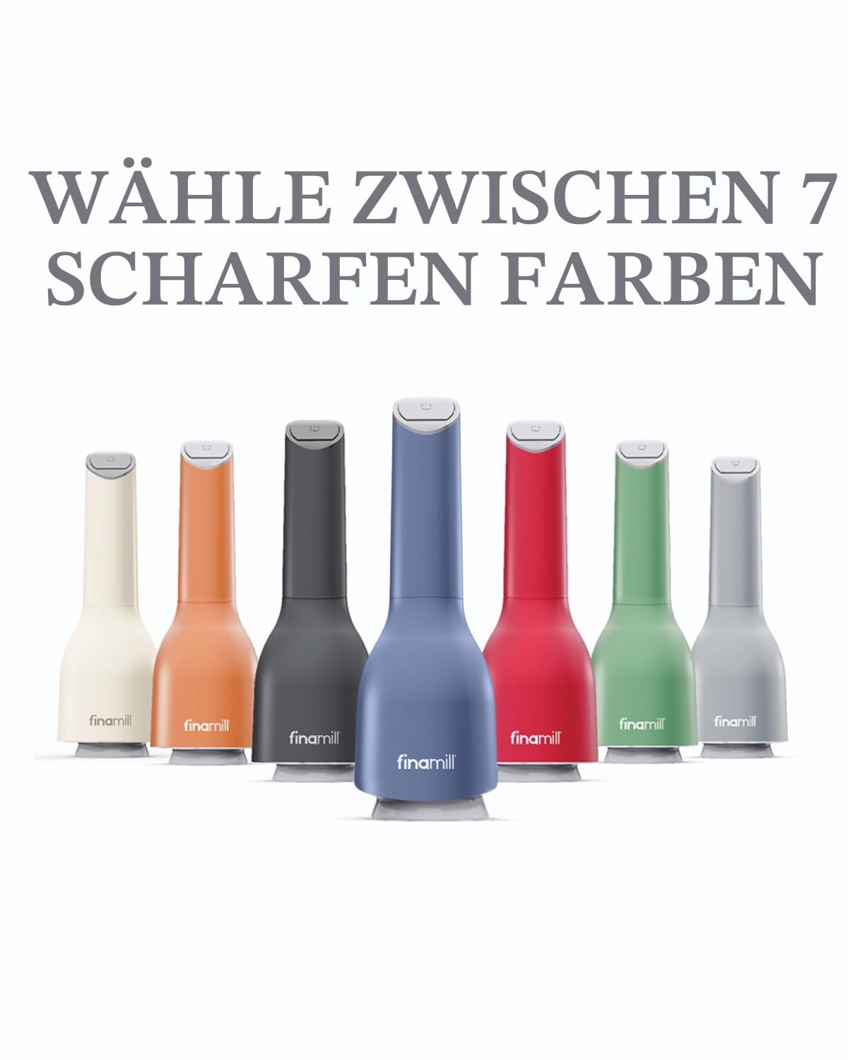 FinaMill Preisgekrönte batteriebetriebene Pfeffermühle & Gewürzmühle in einem, einstellbare Grobheit, Keramik-Mahlelemente, One-Touch-Bedienung mit LED-Licht, inklusive 2 schnell wechselbaren PROPlus