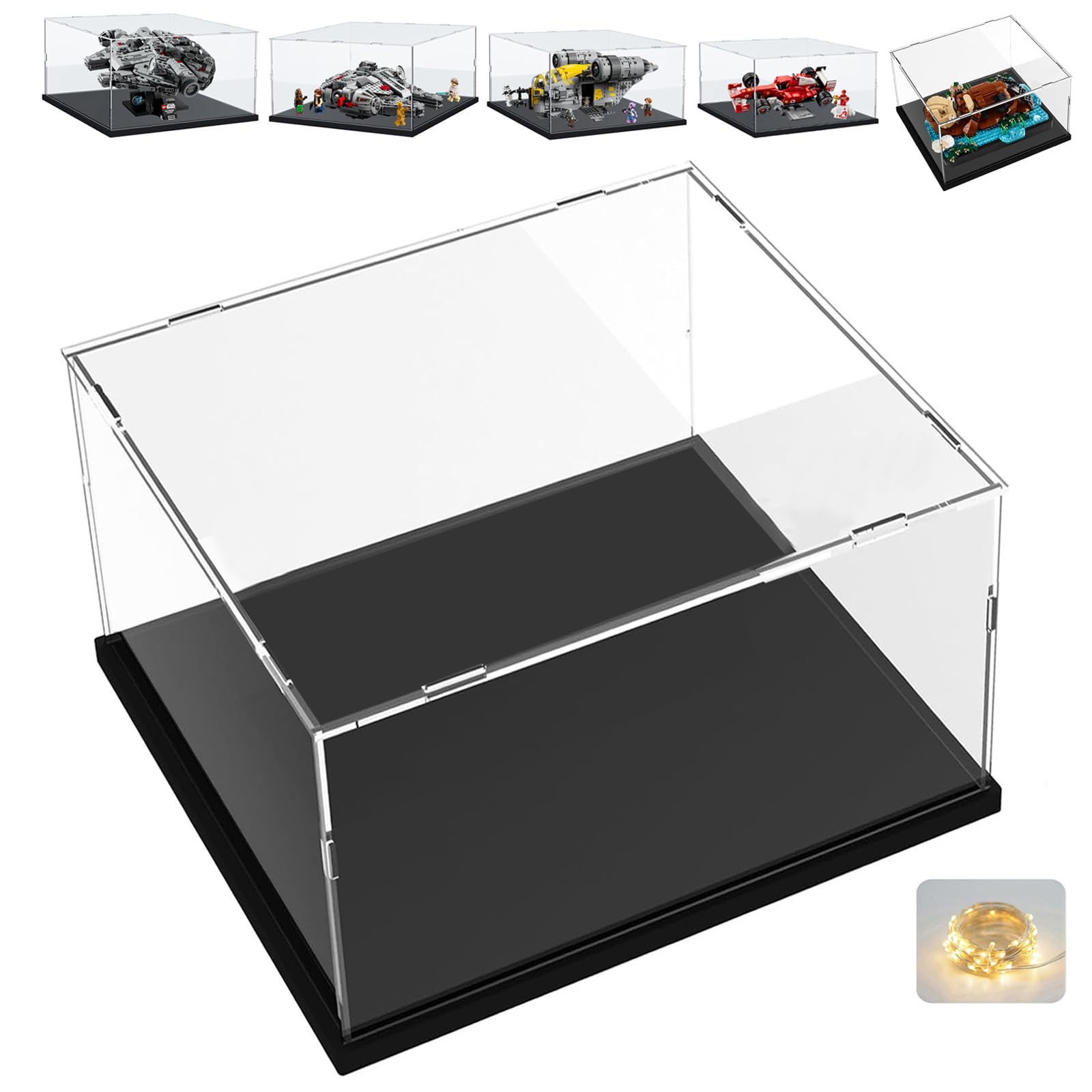 Thickened Clear Acrylic Display Case for Lego 21319 Ideas Central Perk Collectibles Assemble Transparent Box with Black Wood-Plastic Base,Inside 13.8 x 9.8 x 5.9in — image 1