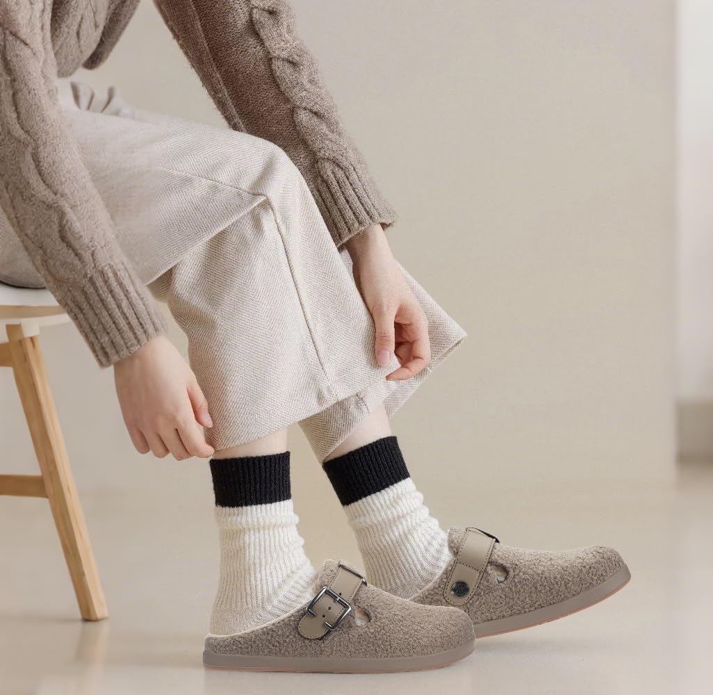 Sisttke Hausschuhe Damen Herren Gefütter Clogs Winter Bequeme Wärme Plüsch Flauschige Haus Pantoletten Gartenschuhe