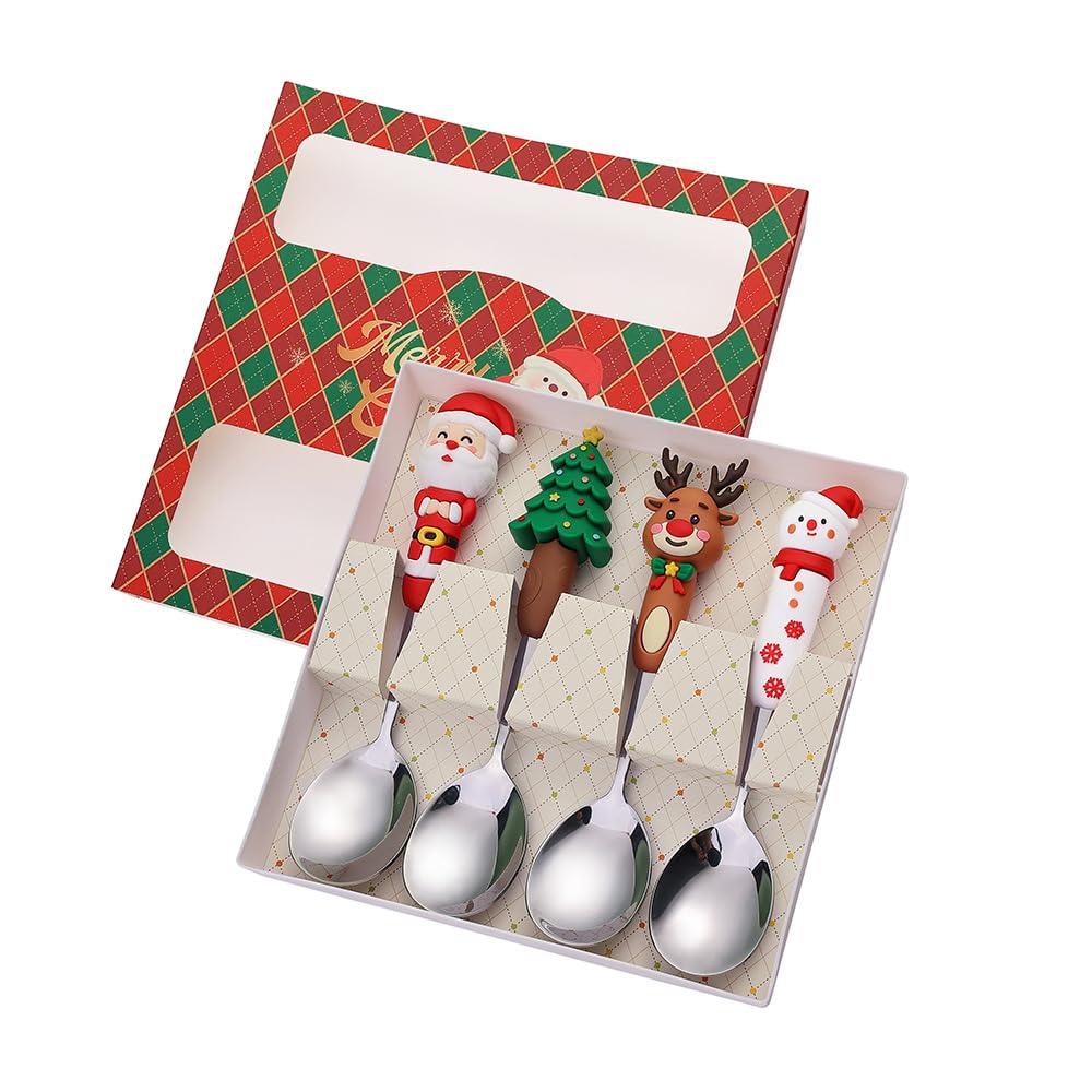 Yhplxyuus Spoon and Fork Set Holiday Dining Cutlery Christmas 410Stainless Steel Tableware Perfect for Parties and Present Festival Dining Accessories