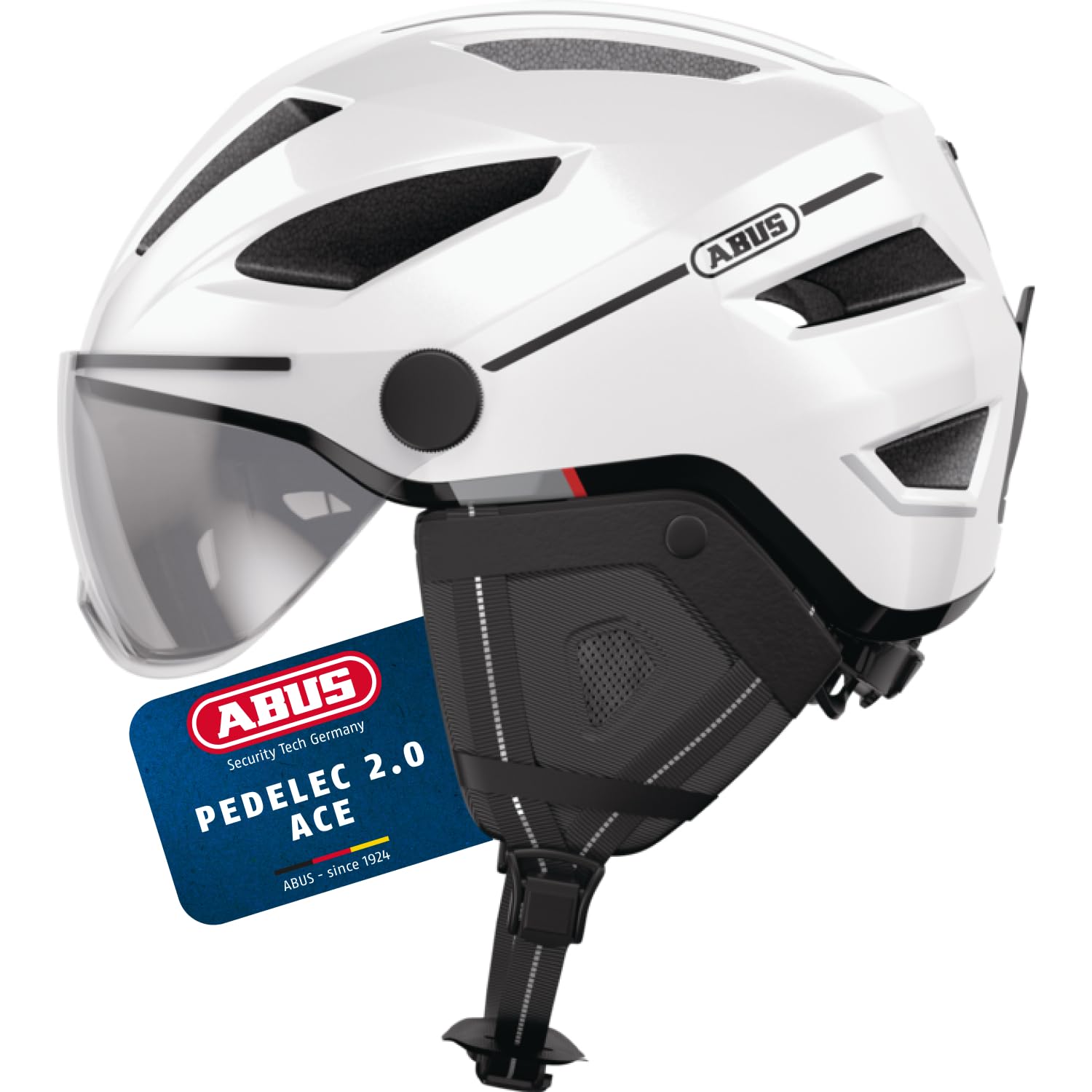 Casco urbano ABUS Pedelec 2.0 ACE - Casco de bicicleta con luz trasera, visera, protección para lluvia, almohadillas para los oídos - Para hombre y mujer