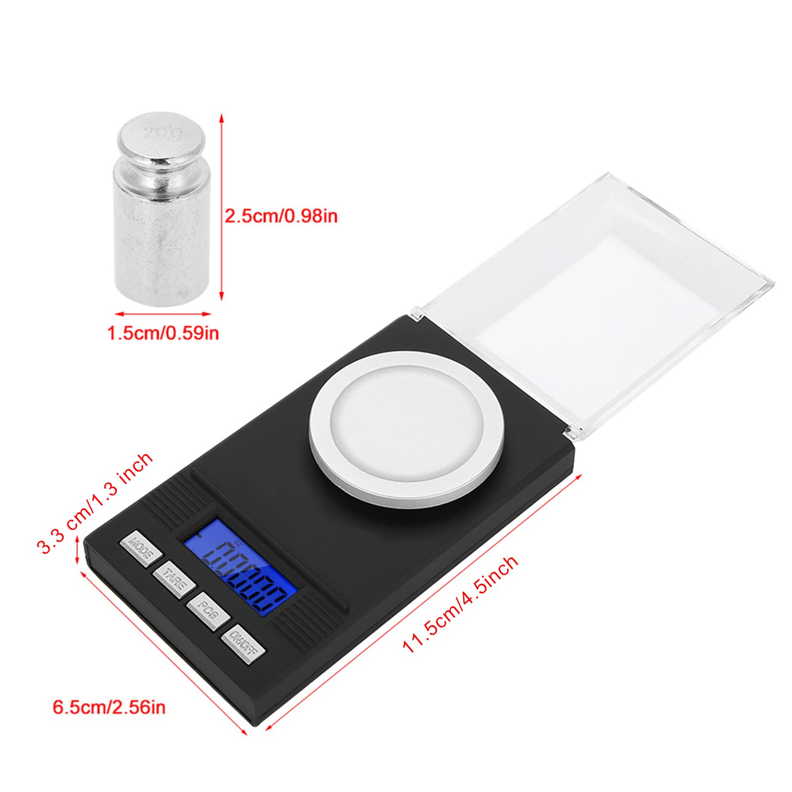 lyrlody Digitalwaage 0,001g Miniwaage Schmuckwaage, Edelsteinwaage mit 6 Einheiten Tara Kalibrierung Stückzählung Automatische Abschaltung Windschutz für Schmuck Gold Edelsteine Kräuter (20g)