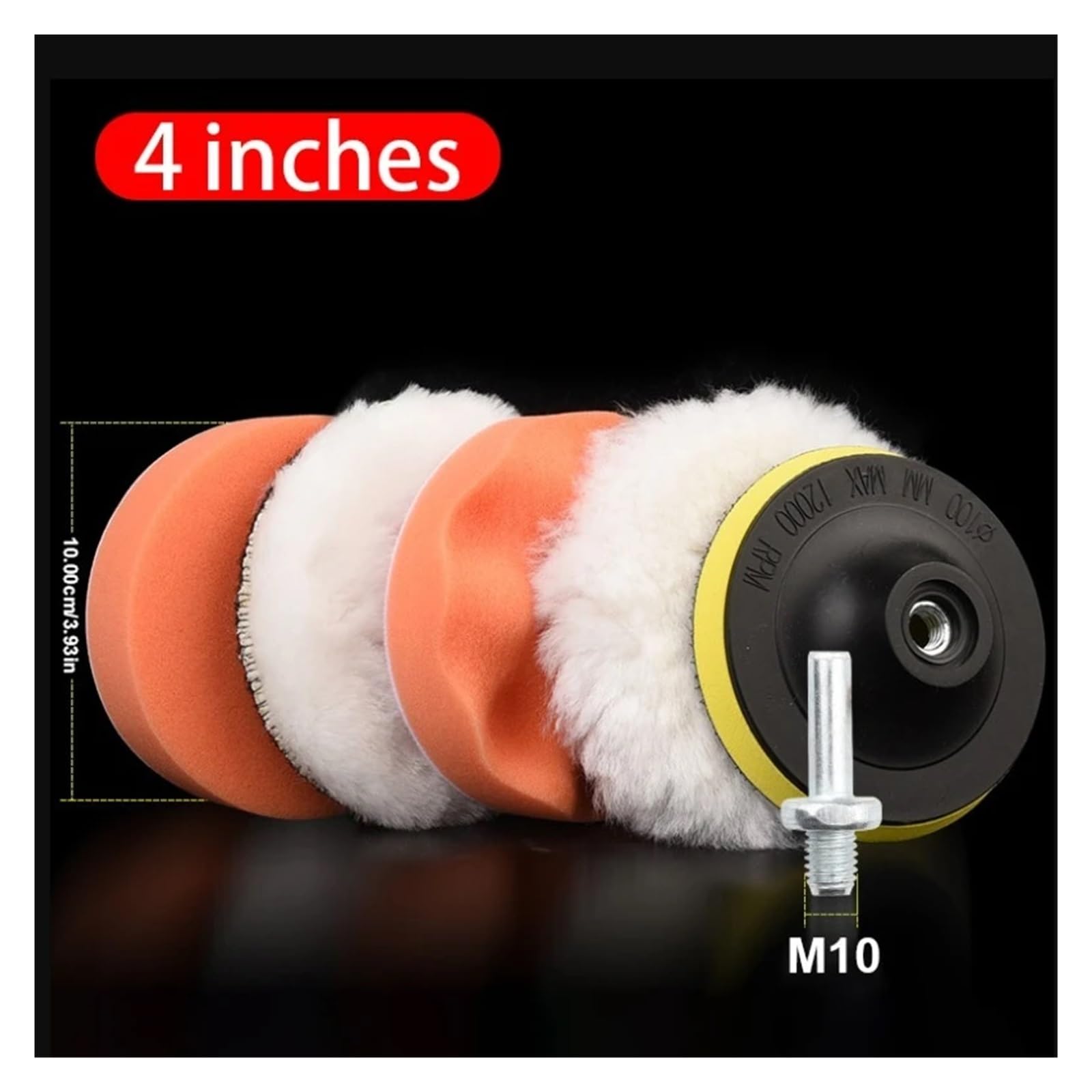 Scratch Repair Polisher Polishing Pad Set Polish Pads Reusable Buffing Kit Plush Disc For Tools Accessories Tool(4 Inch,10Sets)