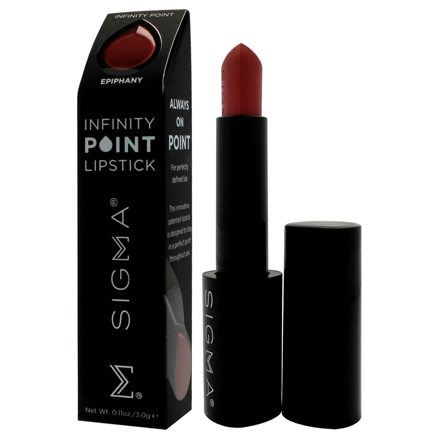 Sigma Beauty Infinity Point Peachy Nude Lipstick - Longwear Satin Finish Lipstick for Great Lip Color Makeup, Epiphany