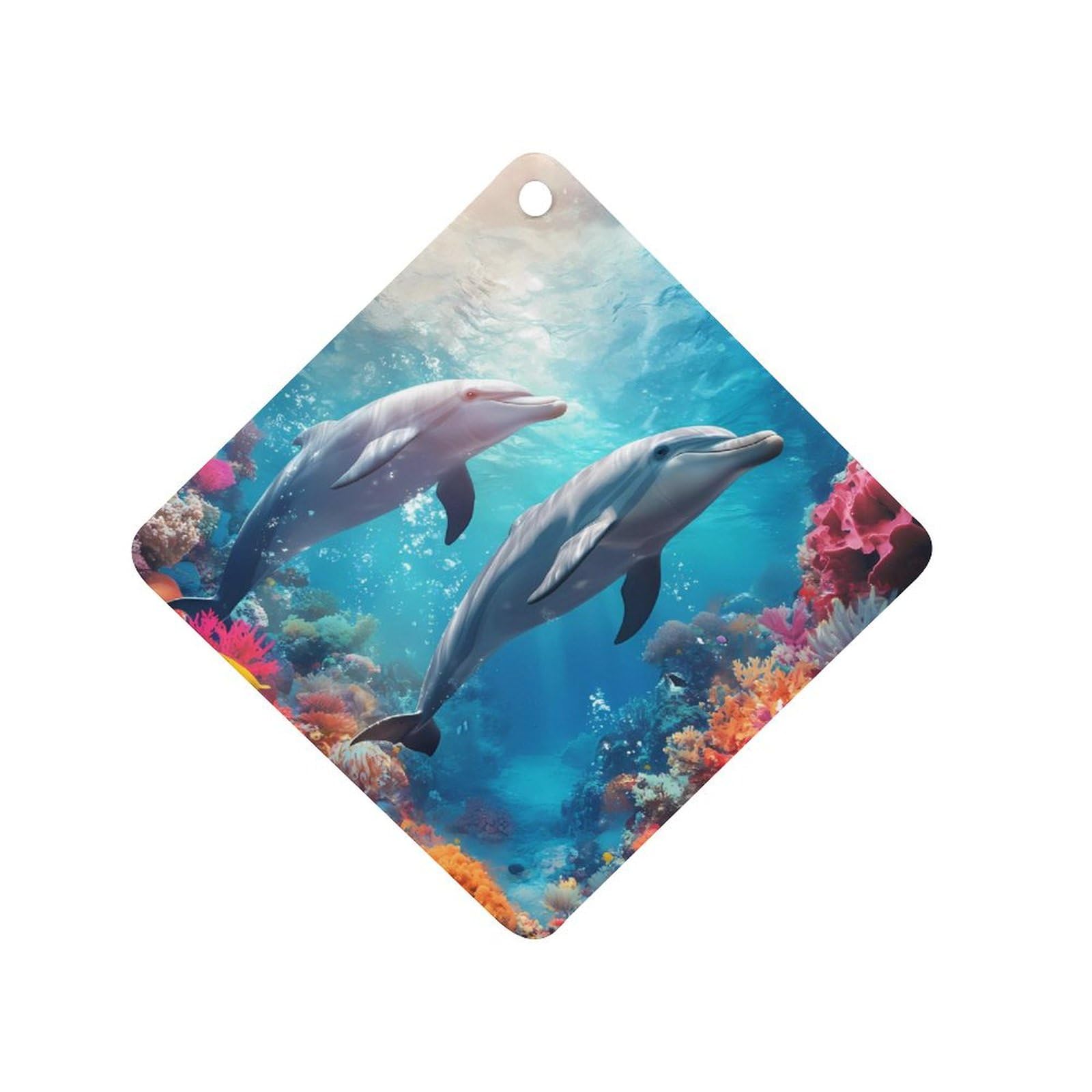 Ocean Dolphin Car Air Freshener Hanging Aromatherapy Tablets for Car Accessories Rhombus